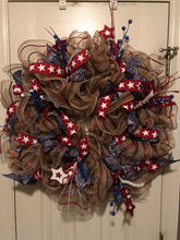 Load image into Gallery viewer, Patriotic Red, White and Blue Wreath
