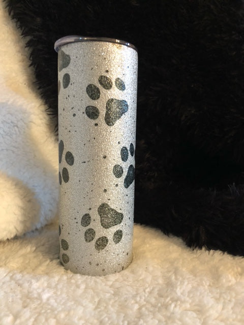 20 oz Glitter Dog Paw Tumbler